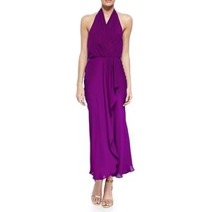 Stunning Haute Hippie Silk Halter Maxi Dress Amethyst